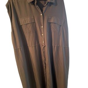 Old Navy Brown Asymmetrical Shirt Dress with Notched Collar